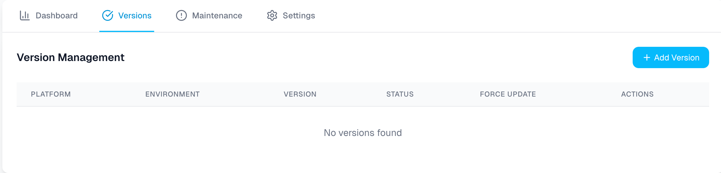 Empty versions