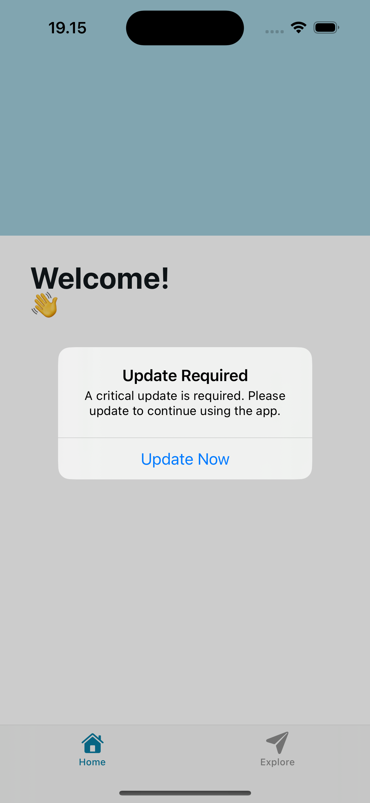 Screenshot iOS force upgrade