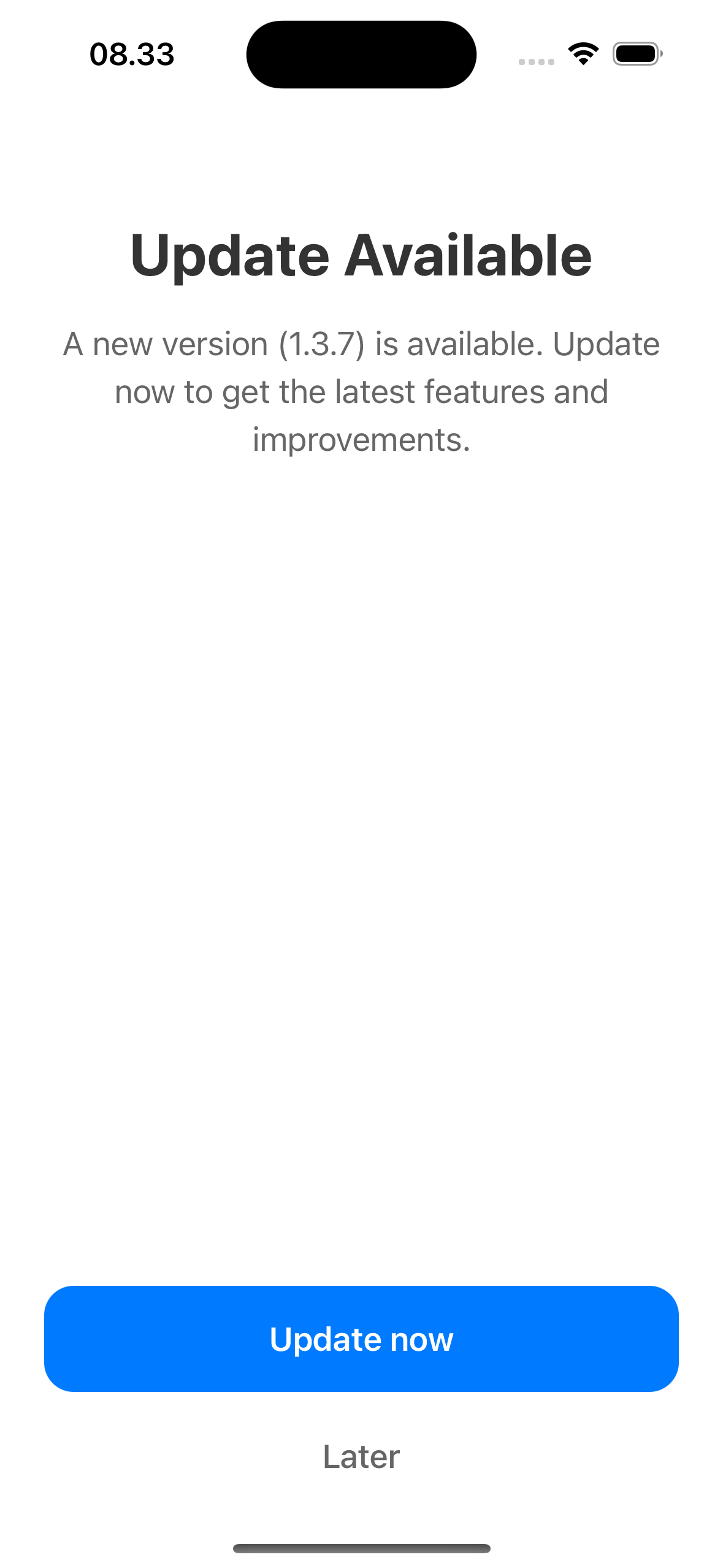 Screenshot iOS upgrade